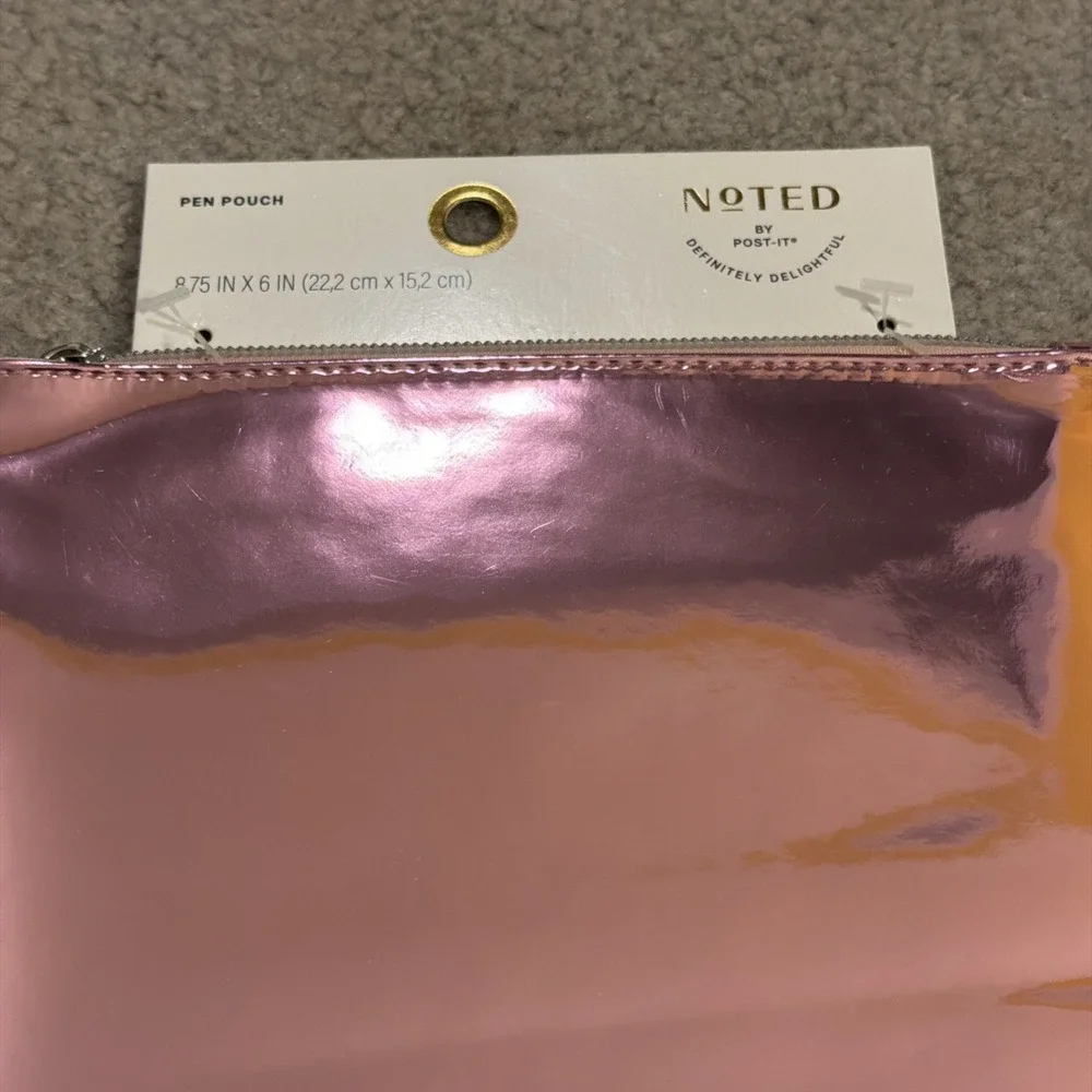 Noted by Post-it Zip Top Metallic Pen Pouch ~ Pink